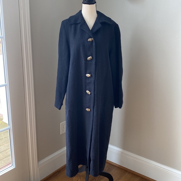 NWOT hemp linen made in USA silk carved buttons coat lightweight laggin look - Picture 11 of 14